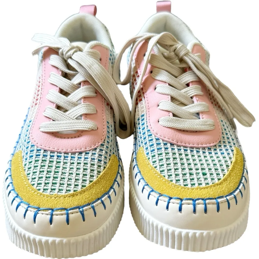 Nicole Miller Brita Mixed Woven Platform Wedge Sneakers Pastel Shoes 6.5 Women’s - Image 5
