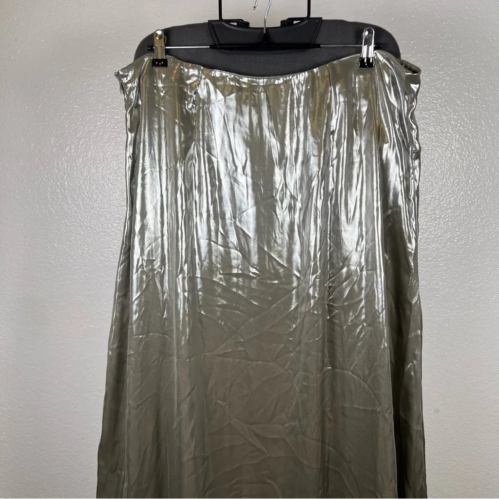 Future Collective | Shimmering Silver Midi Skirt Size XXL - Image 3