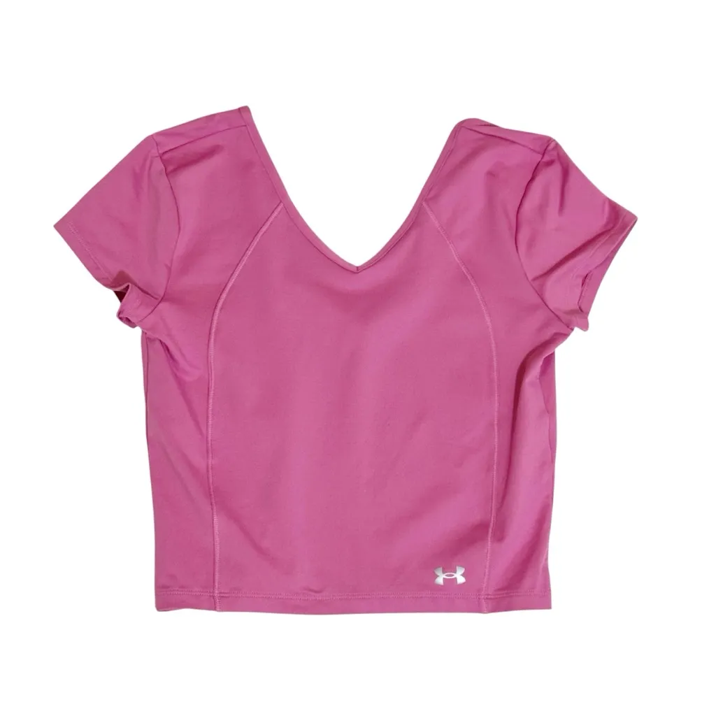 Under Armour Movement Fitted Cropped Training Top Pink Size Small - Image 2