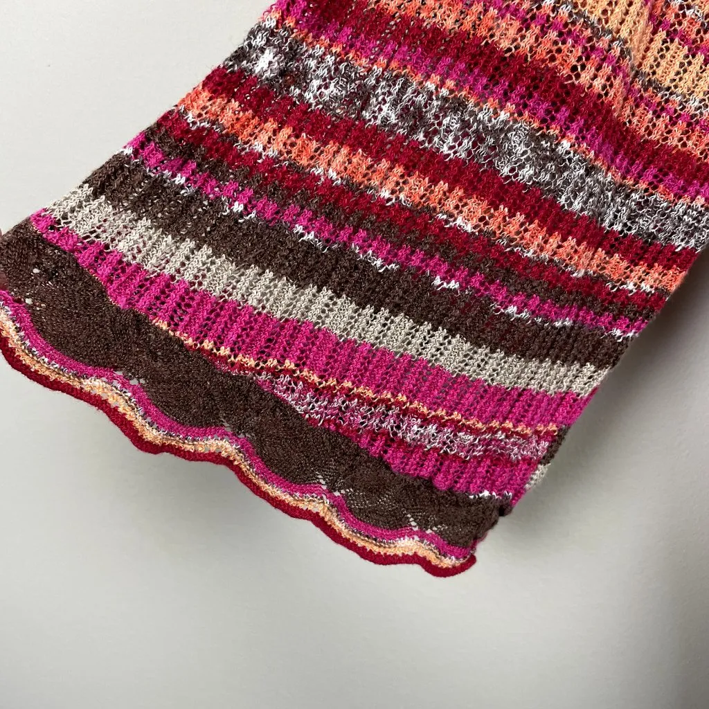 NIC+ZOE Cardigan Sweater Womens L Multicolor Stripe Tie Front 3/4 Sleeve Linen - Image 4