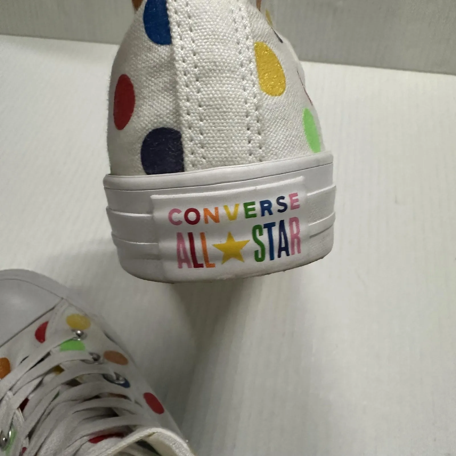 Converse Miley Cyrus Chuck Taylor High Top Shoes Womens 8.5 Multicolor Polka Dot - Image 11