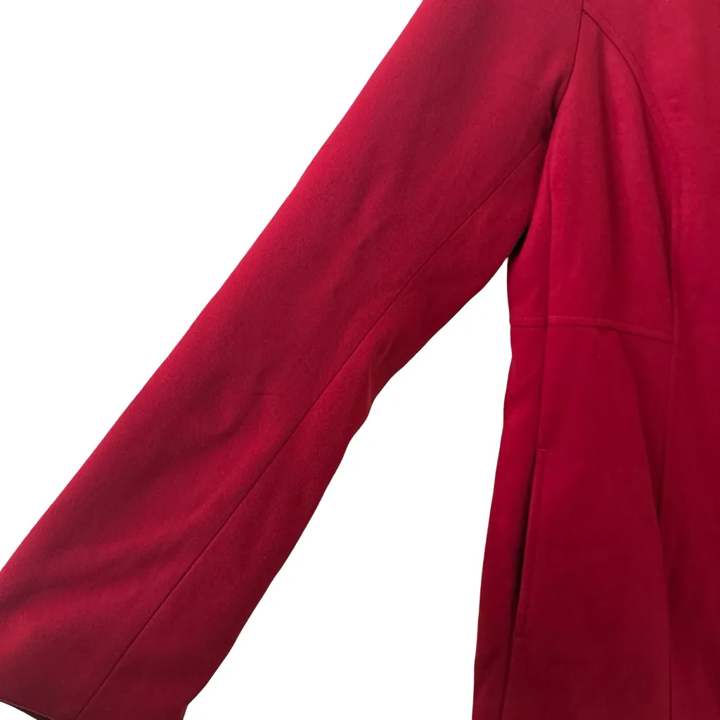 J Jill Womens  Pea Coat RED Button Pockets Fall Winter Lined SZ M - Image 3