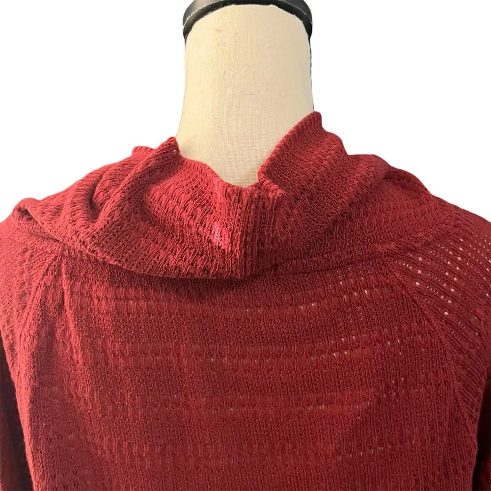 Free People Women's Red Sweater Sz XS Cropped Bell Sleeves Lightweight Boho - Image 4
