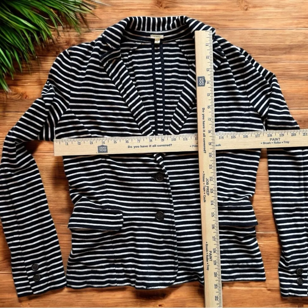 J.Crew Women’s Striped Knit Blazer - Size Small - Navy & White - Image 10