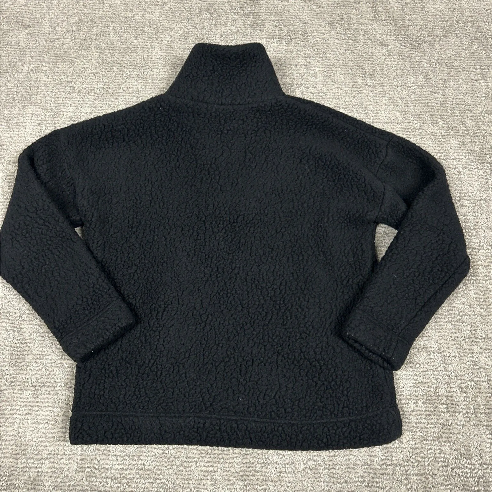 J Crew Womens Small Snap Collar Sherpa Black Sweatshirt Polartec Fleece Pockets - Image 6