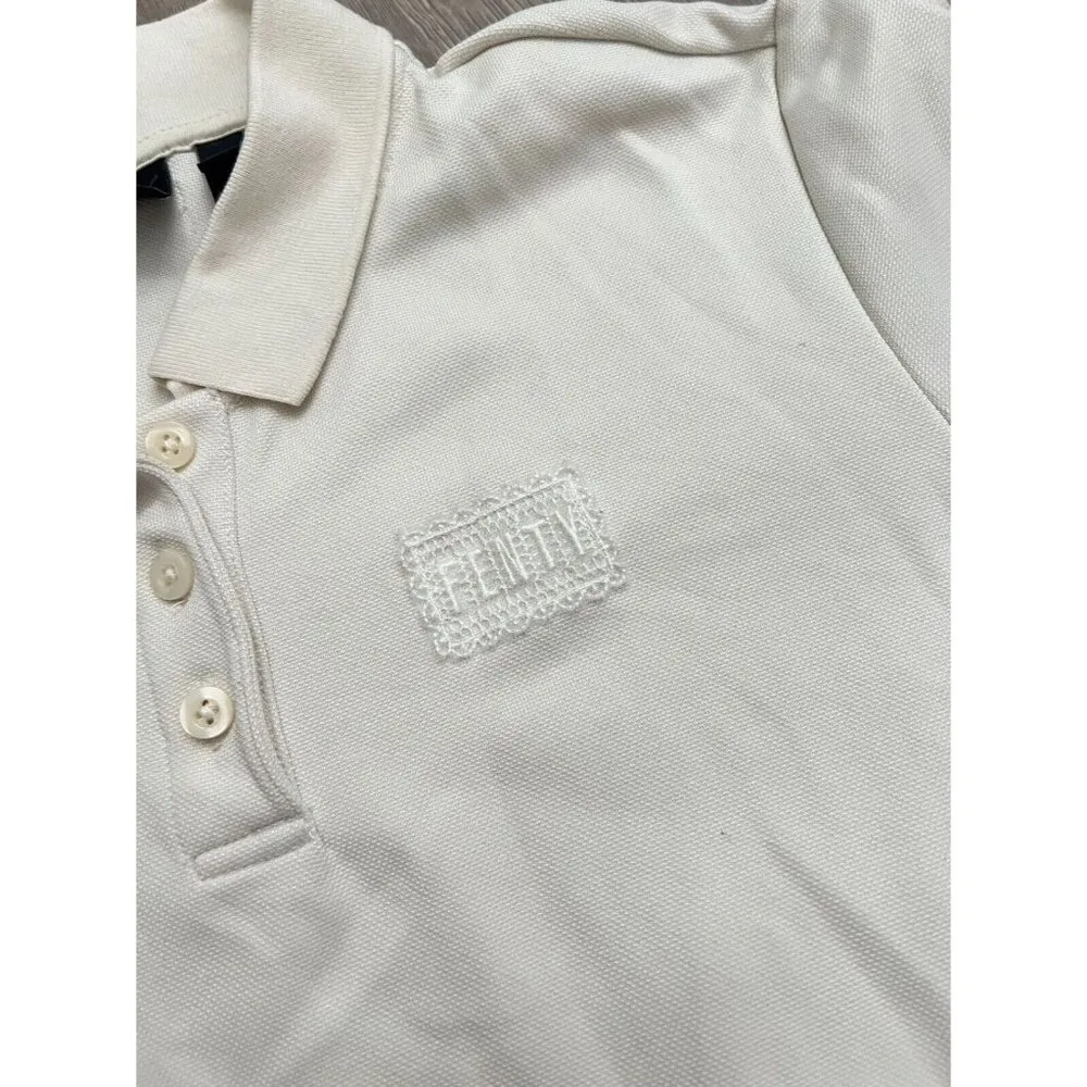 Fenty Puma Rihanna Dress Womens Ivory Polo Swing Ruffle Mini SZ M - Image 3