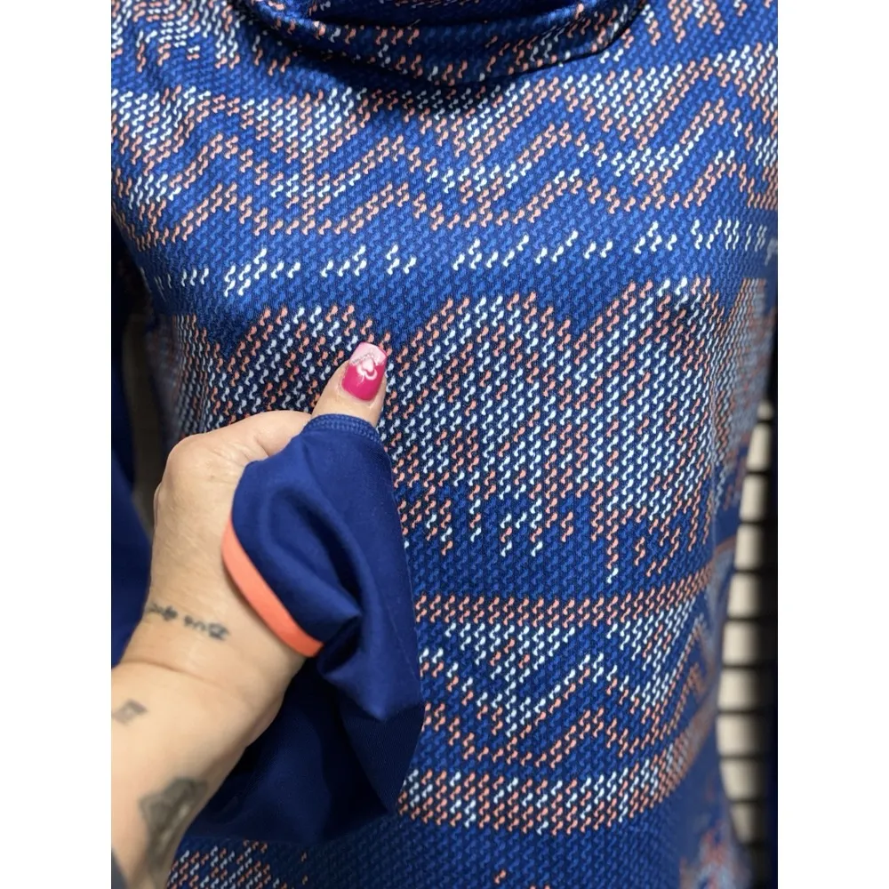 Nike Active Athletic Turtleneck Top Blue/Orange Long Sleeve Logo‎ Thumb Holes S - Image 3