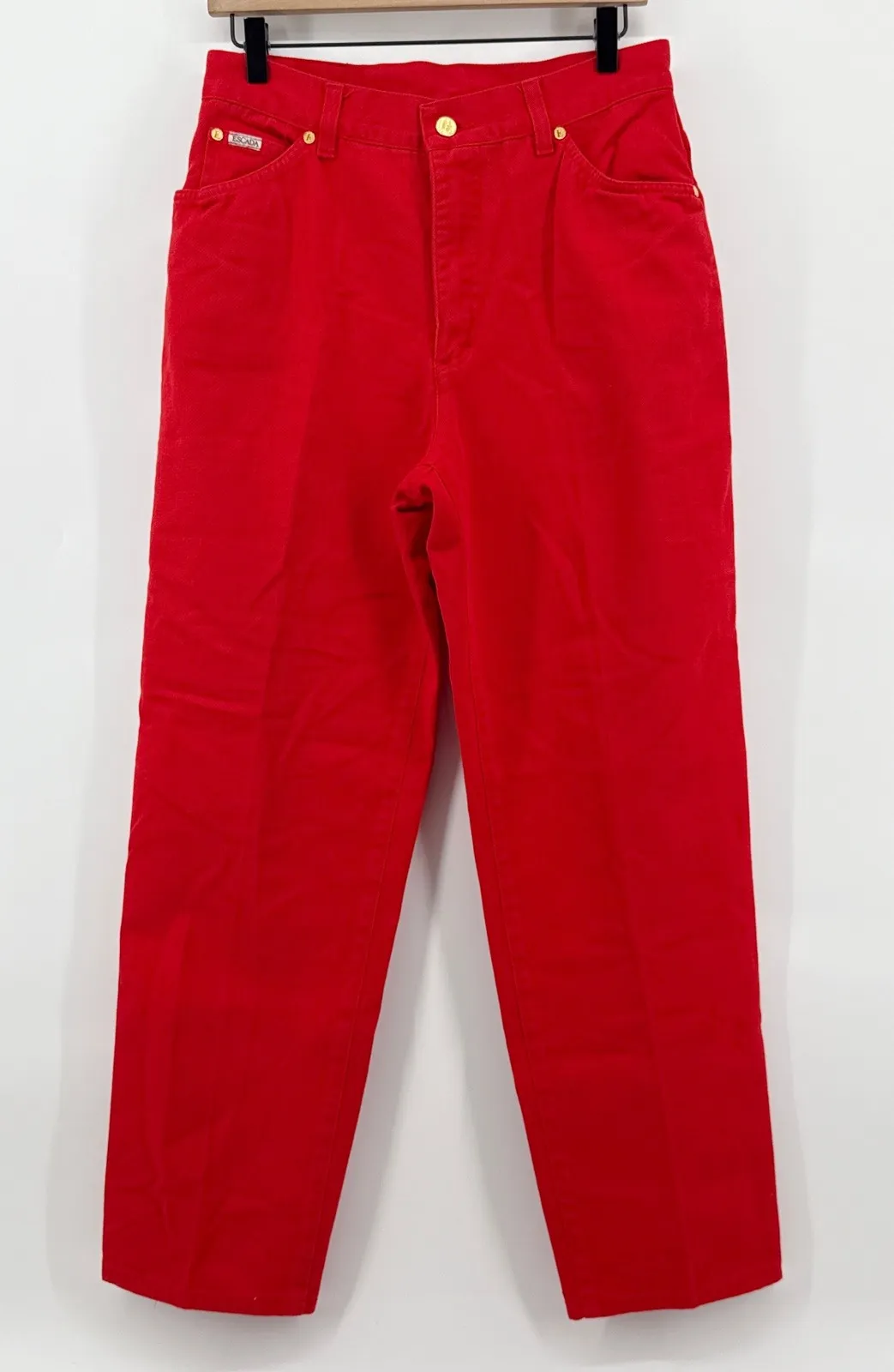 Escada Margaretha Ley Vintage Red Cotton High Rise Jeans Size 42 US 10 Green - Image 1