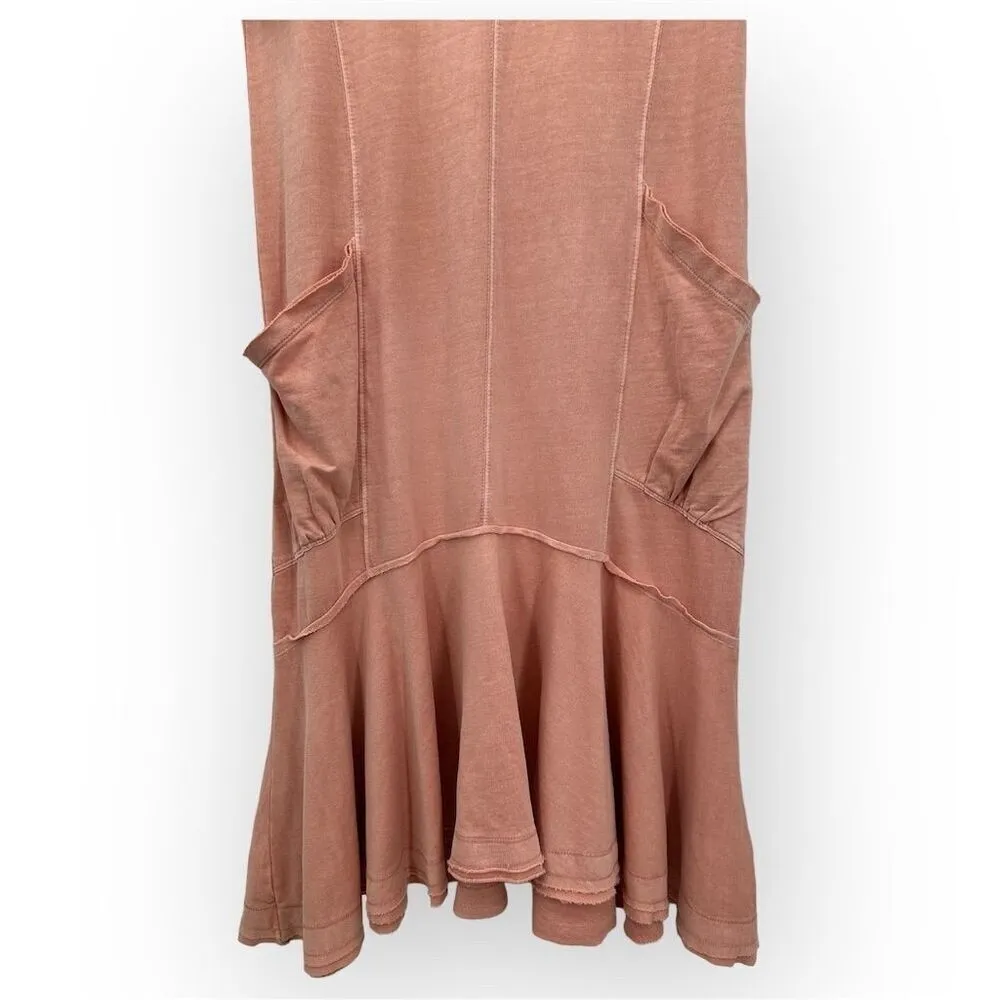 Anthropologie Joella Midi Dress Pink Asymmetrical Ruffle XS Cotton - Image 11