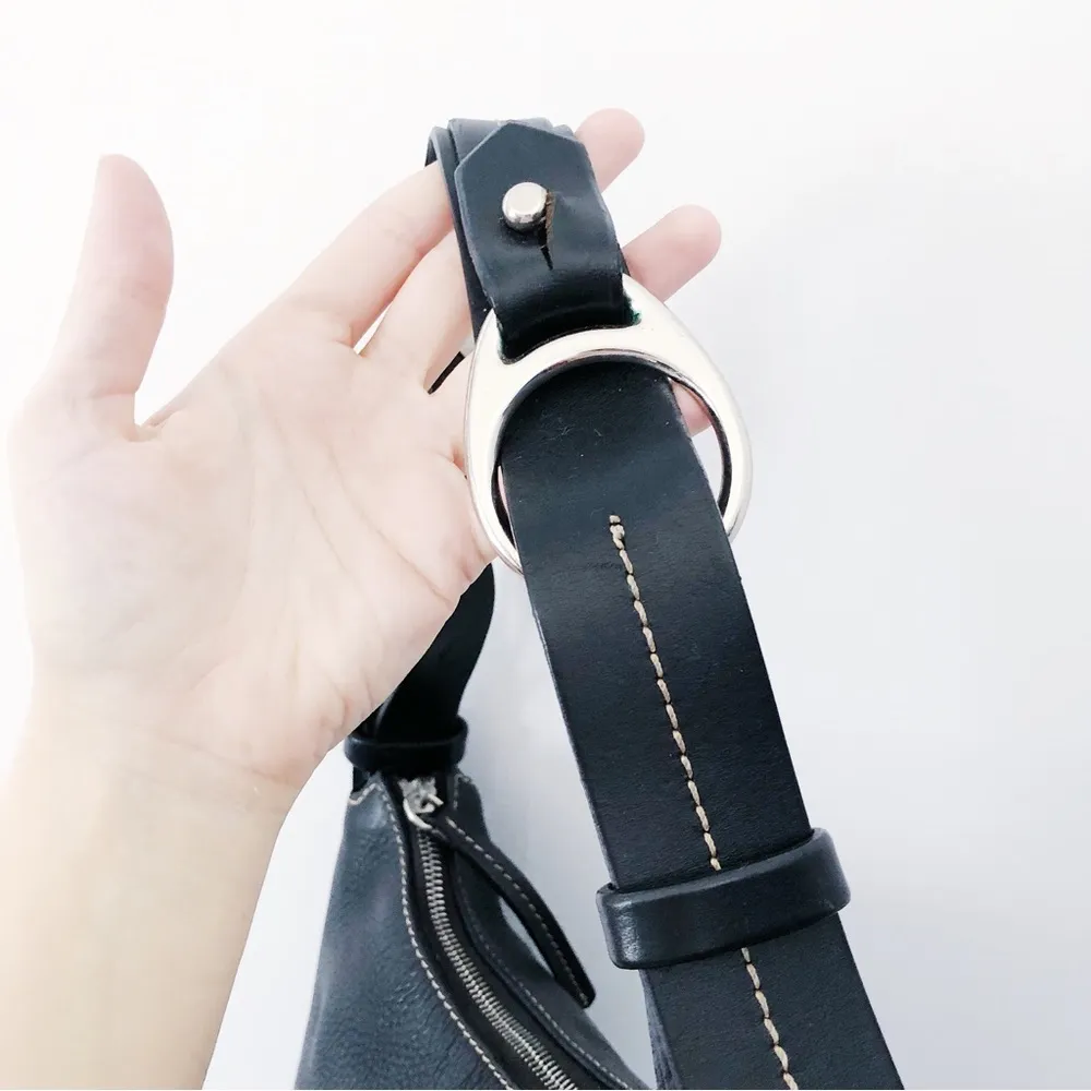 Dooney & Bourke • vintage black leather purse bag pebbled shoulder hobo - Image 5