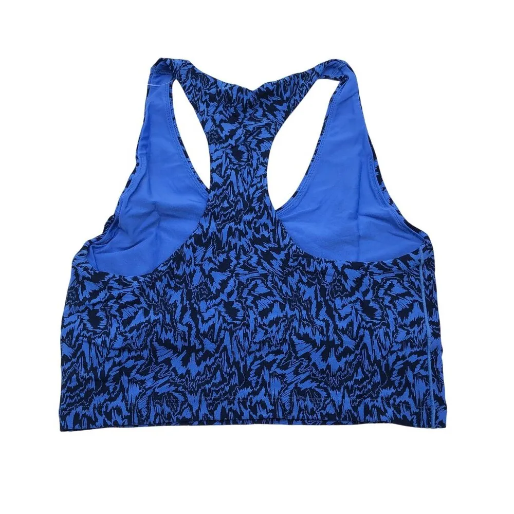 Aerie Offline Real Me Longline Sports Bra Racerback Geometric Blue Black S - Image 2