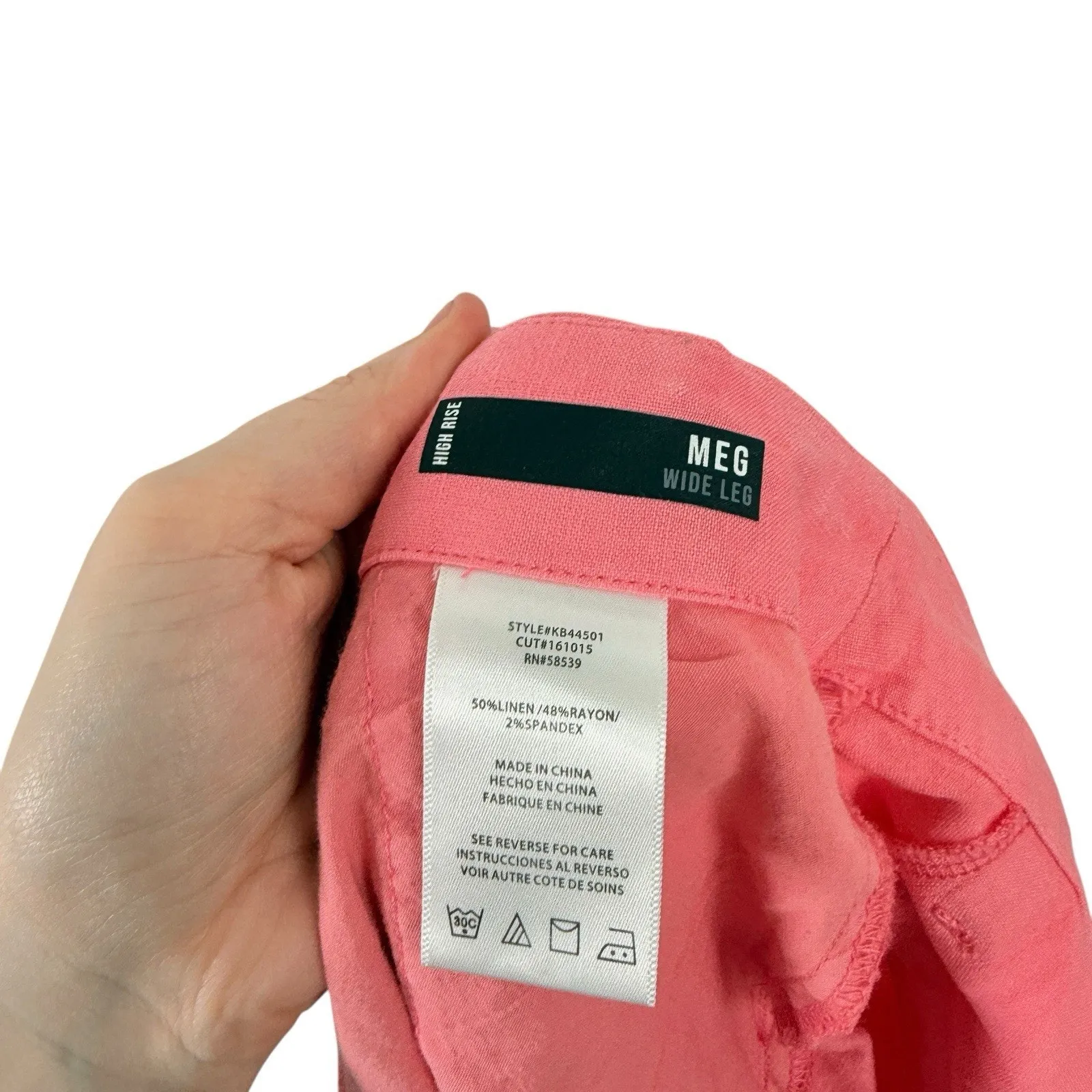 Kut From the Kloth Meg Wide Leg High Rise Linen Blend Pink Pants Womens 8 - Image 5