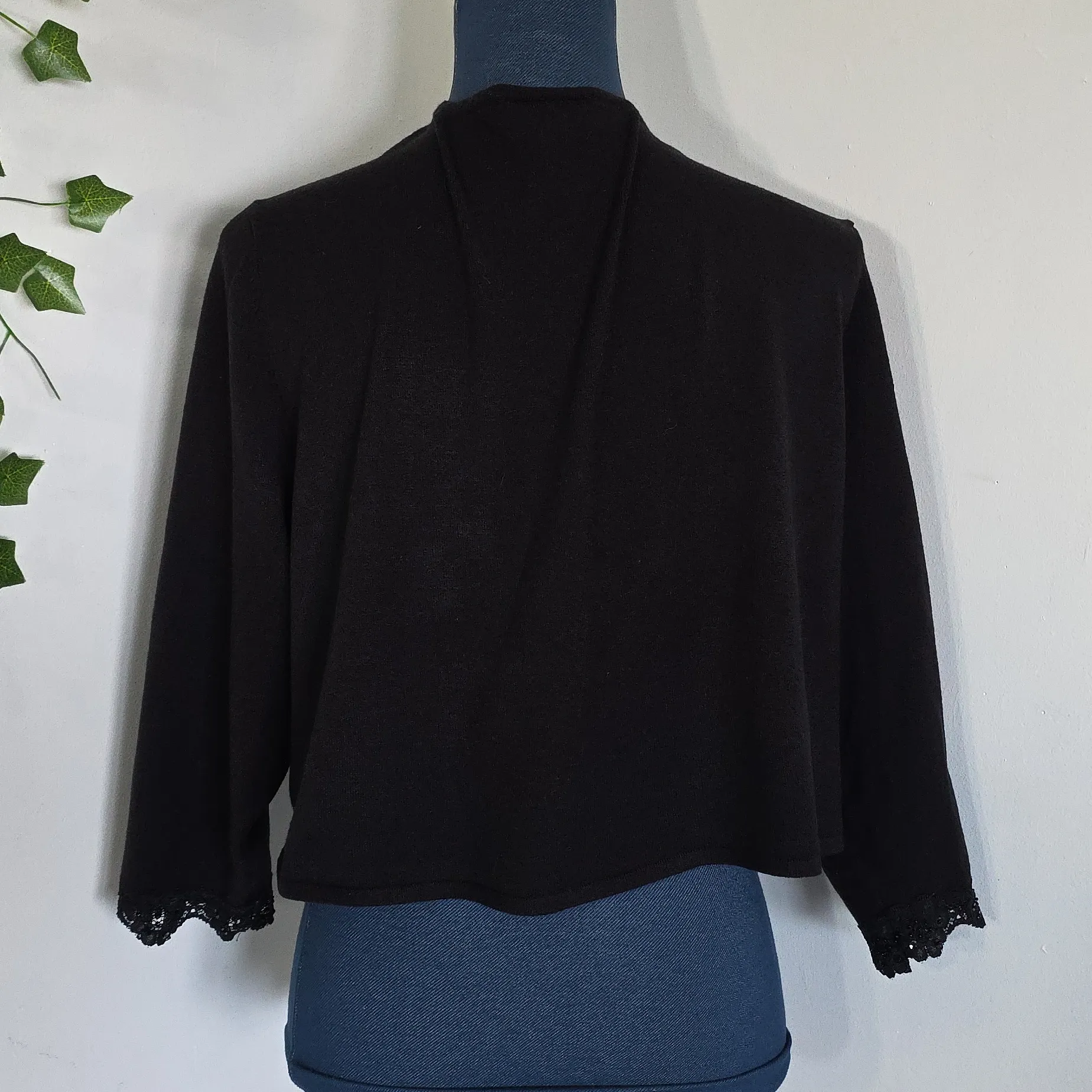 Lane Bryant Dressy Black Knit Cardigan Shrug with Rhinestone Clasp - Image 9
