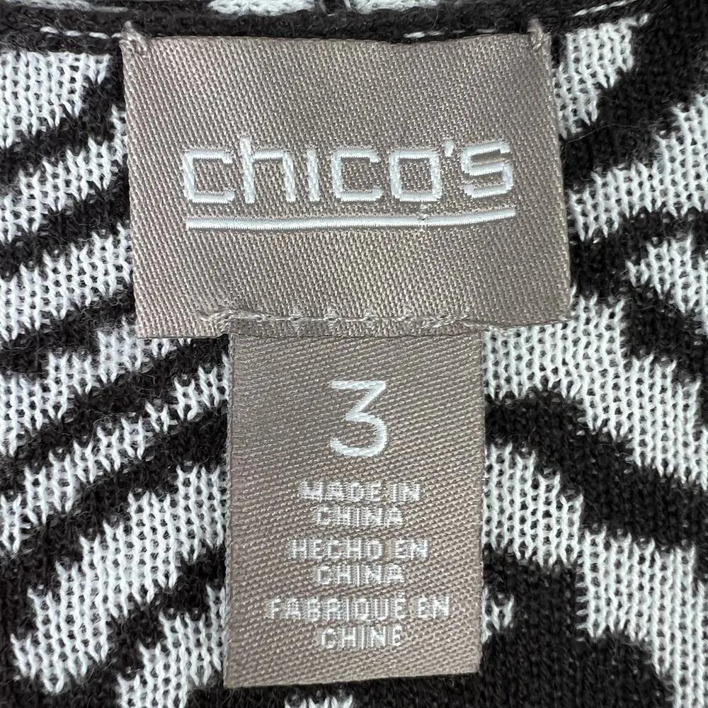 Chico's Open Front Cardigan Sweater Vest L Size 3 Lightweight Zebra Print Mature - Image 2