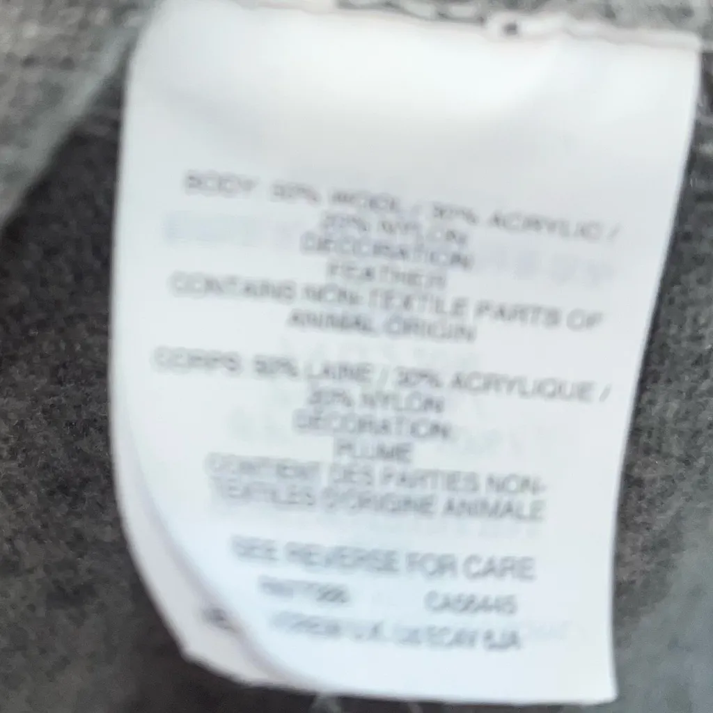 J. Crew Gray 3/4 Sleeves Feather-trimmed Wool-blend Boatneck Party Sweater M - Image 4