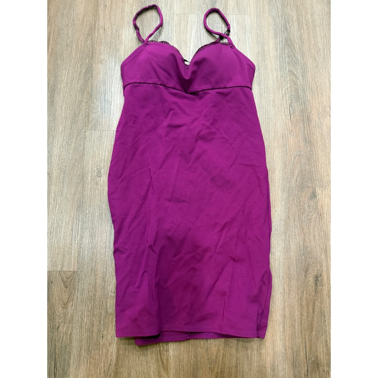 Victorias Secret Miraculous Bra Top Magenta Purple Lace Trim Built in bra 36B - Image 2