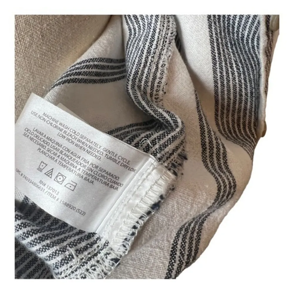 Orvis Linen Blend Stripe Women Buttoned Shirt Size M - Image 8