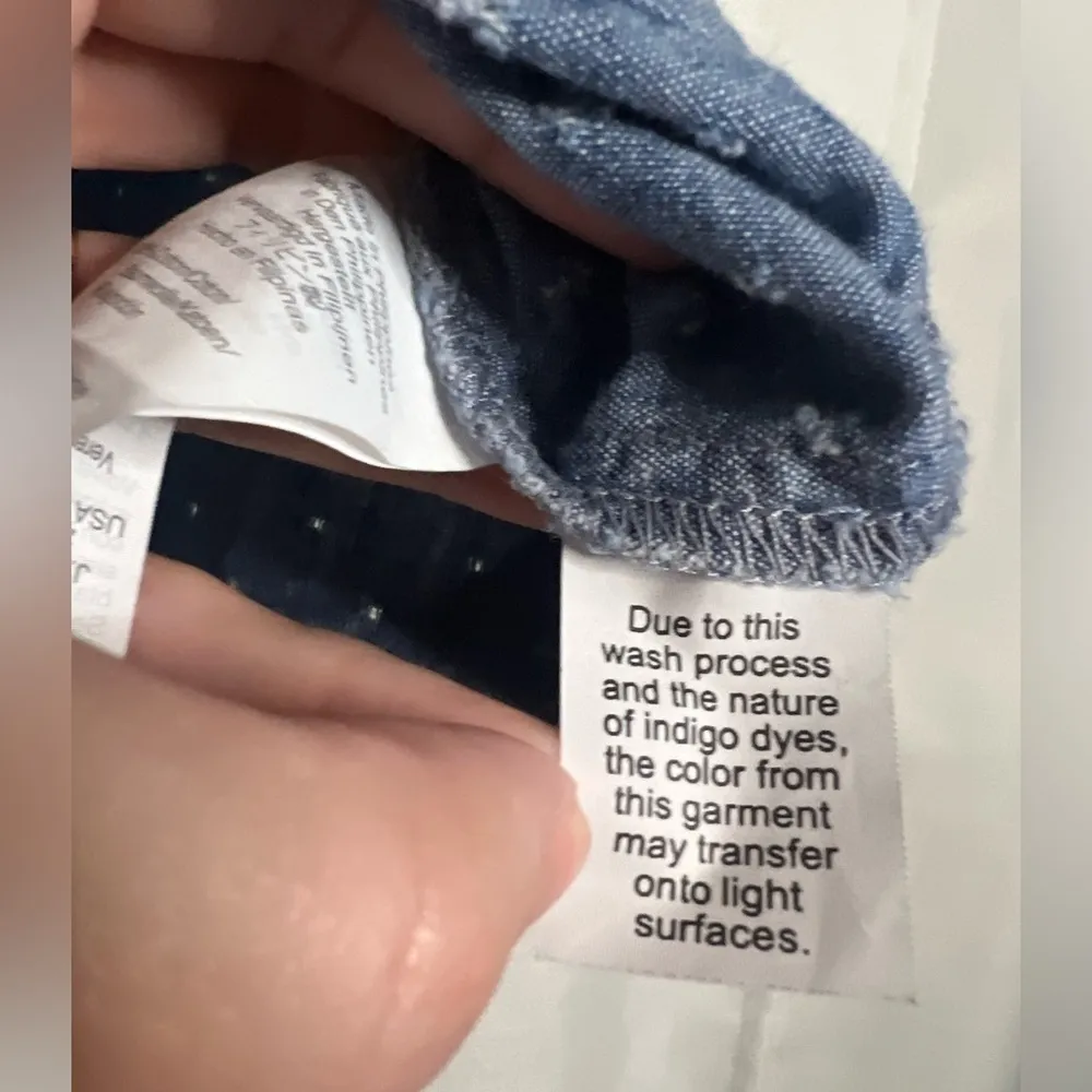 Madewell Chambray Eyelet V Neck Tie Top Small - Image 9