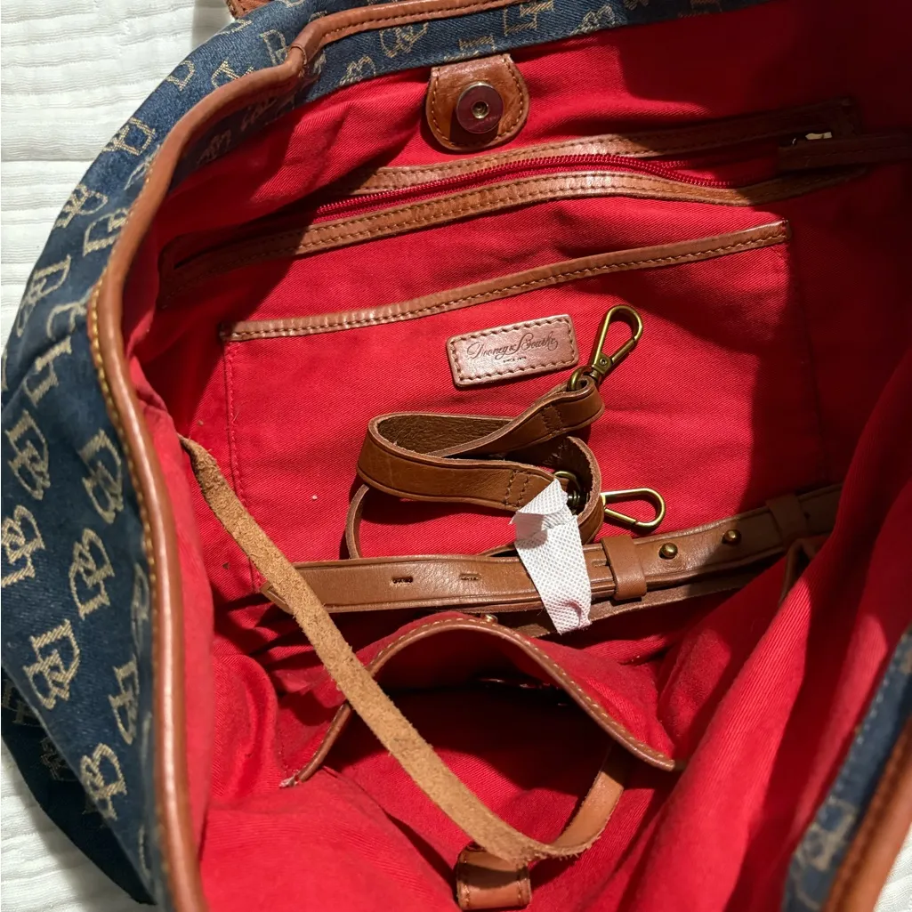 Dooney & Bourke Blue and Brown Monogram Tote - Image 4