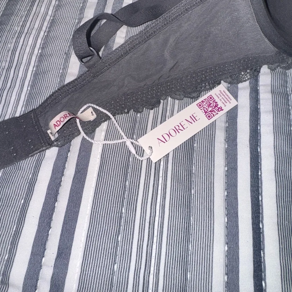 Adore Me Women’s Jainey Contour Plunge Bra Smoky Dark Gray 36C Lace Detail NWT - Image 10