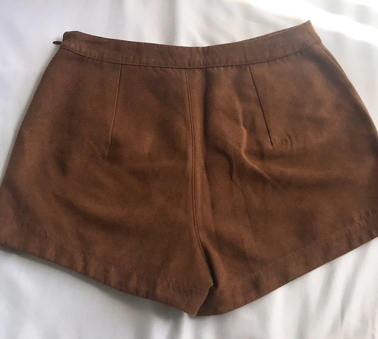 Brown Suede High-Rise Shorts - Image 4