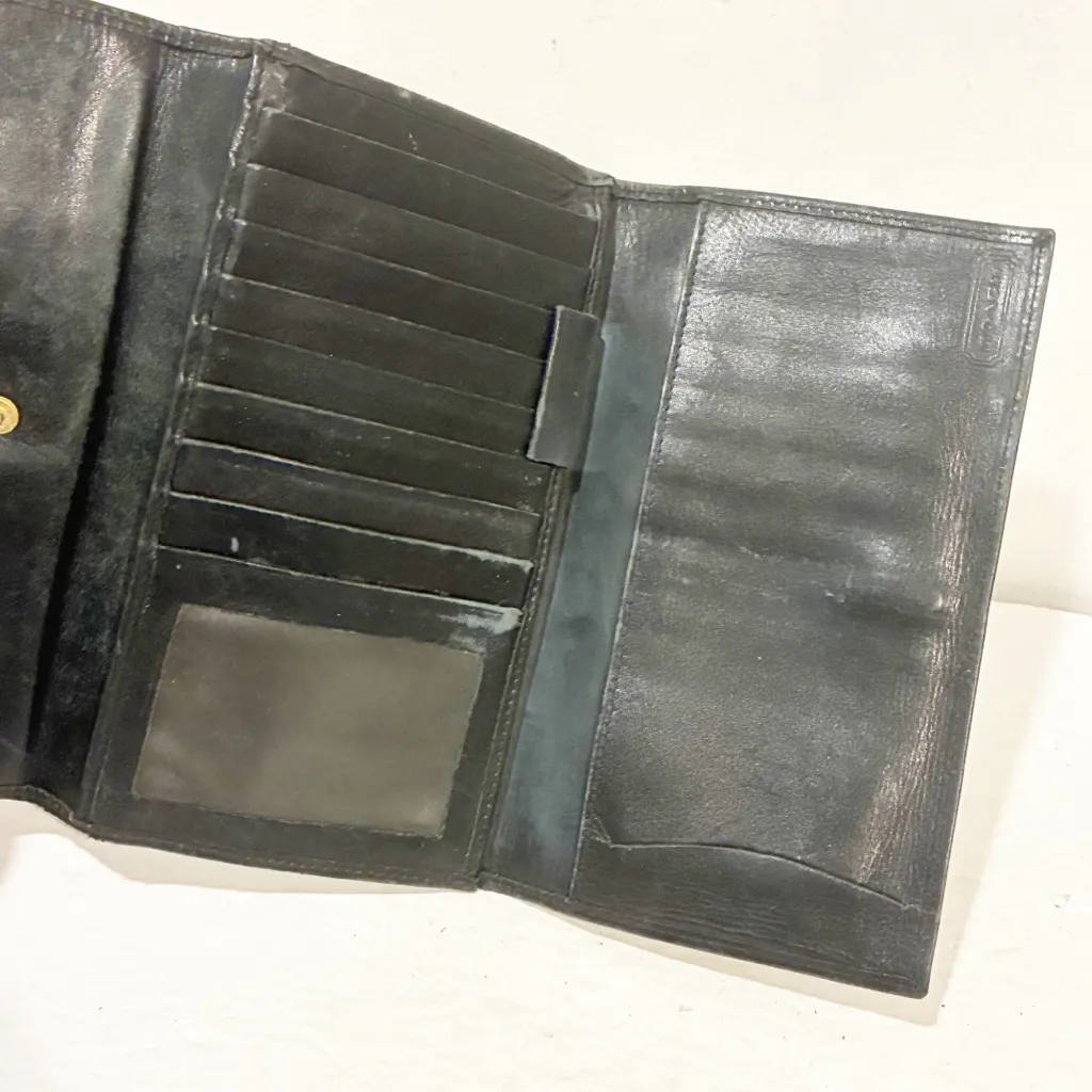 Coach Vintage Black Soft Leather Snap Wallet Multi Card Slot Coin Pouch‎ - Image 3