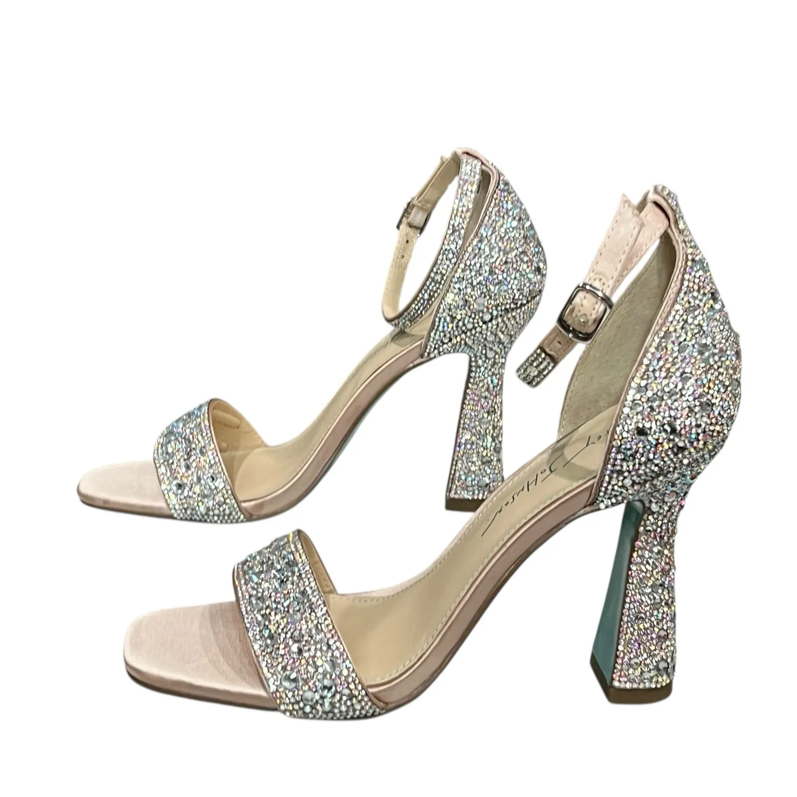 Betsey Johnson Dani Evening Sandals 7 Ankle Strap Rhinestone Sparkle Heels Glam - Image 4