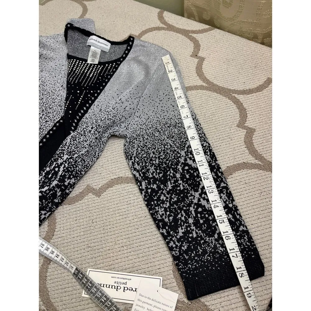 Alfred Dunner layered sweater/cardigan silver black studded 3/4 sleeves,size PXL - Image 7
