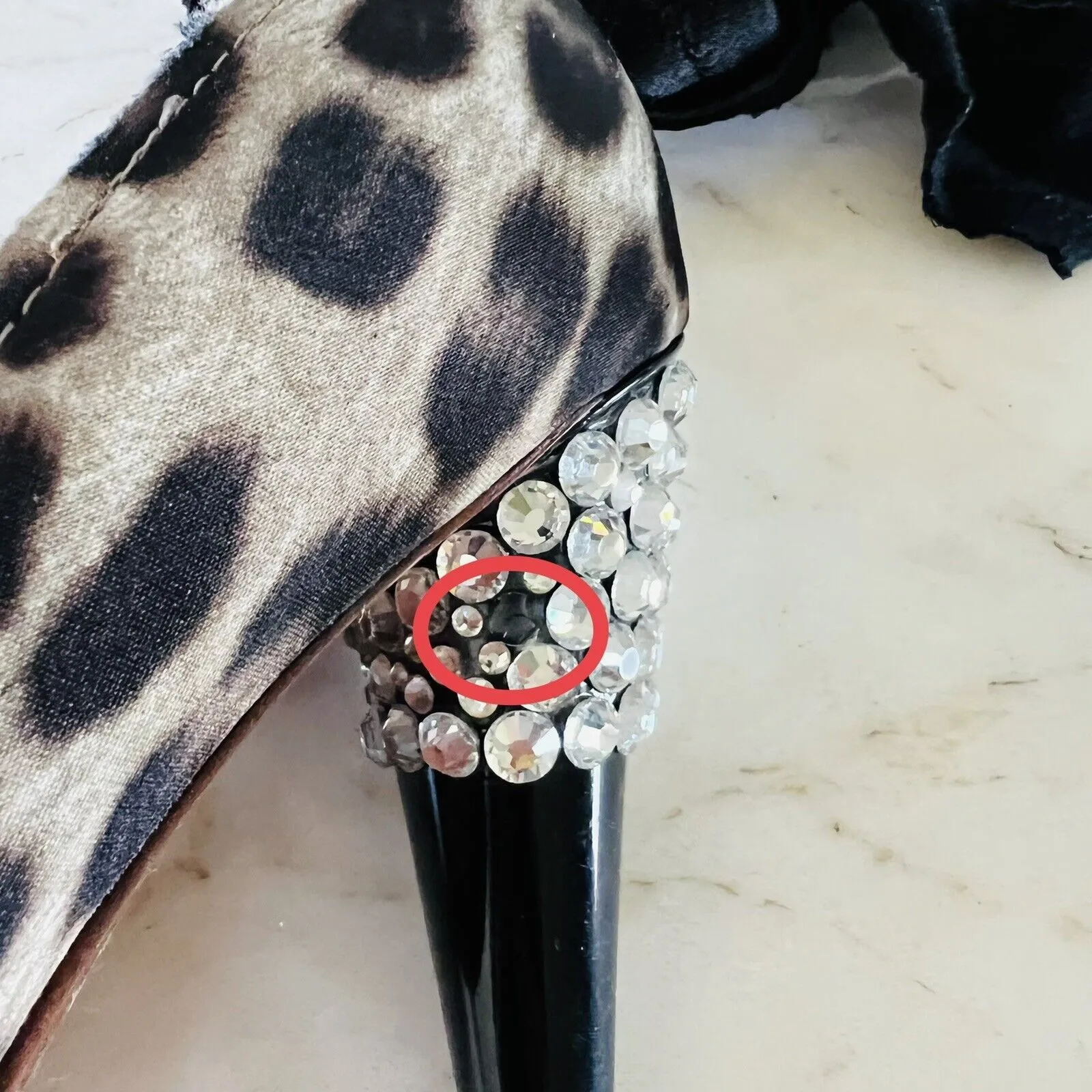 2010 LANVIN x H&M Leopard Print Ribbon Rhinestone Heeled Pumps - Image 7