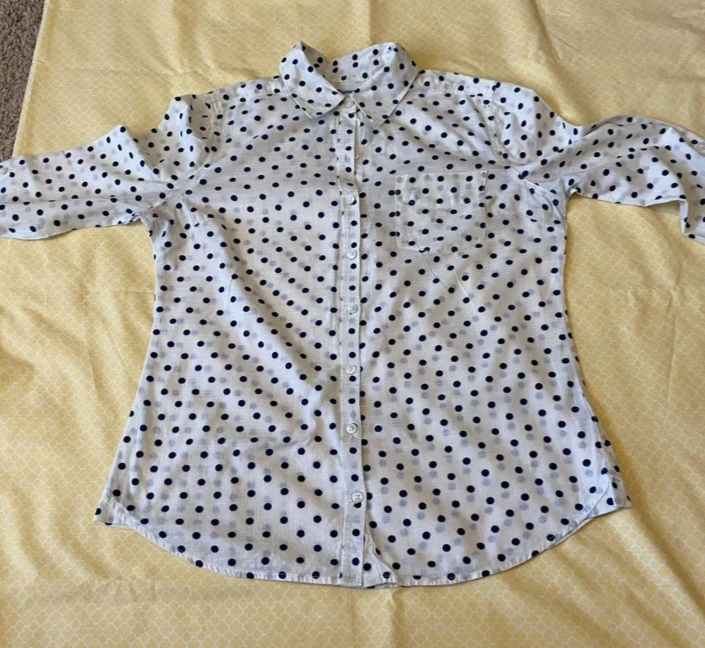 Sonoma Cream/Blue Polka Dot Long Sleeve Shirt - Image 2