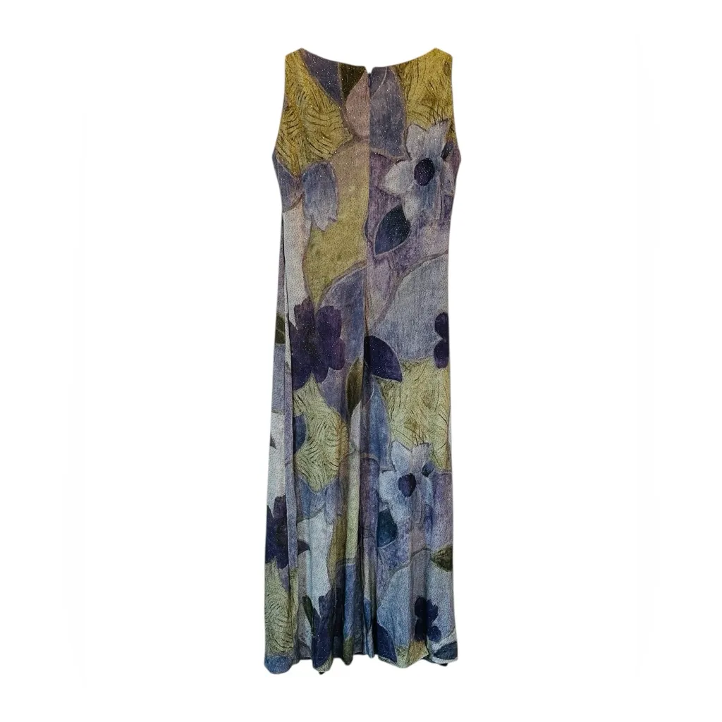 Vintage Sleeveless Maxi Dress Daisy Floral 90s Grunge Boho Fairy Size Large Purple - Image 6