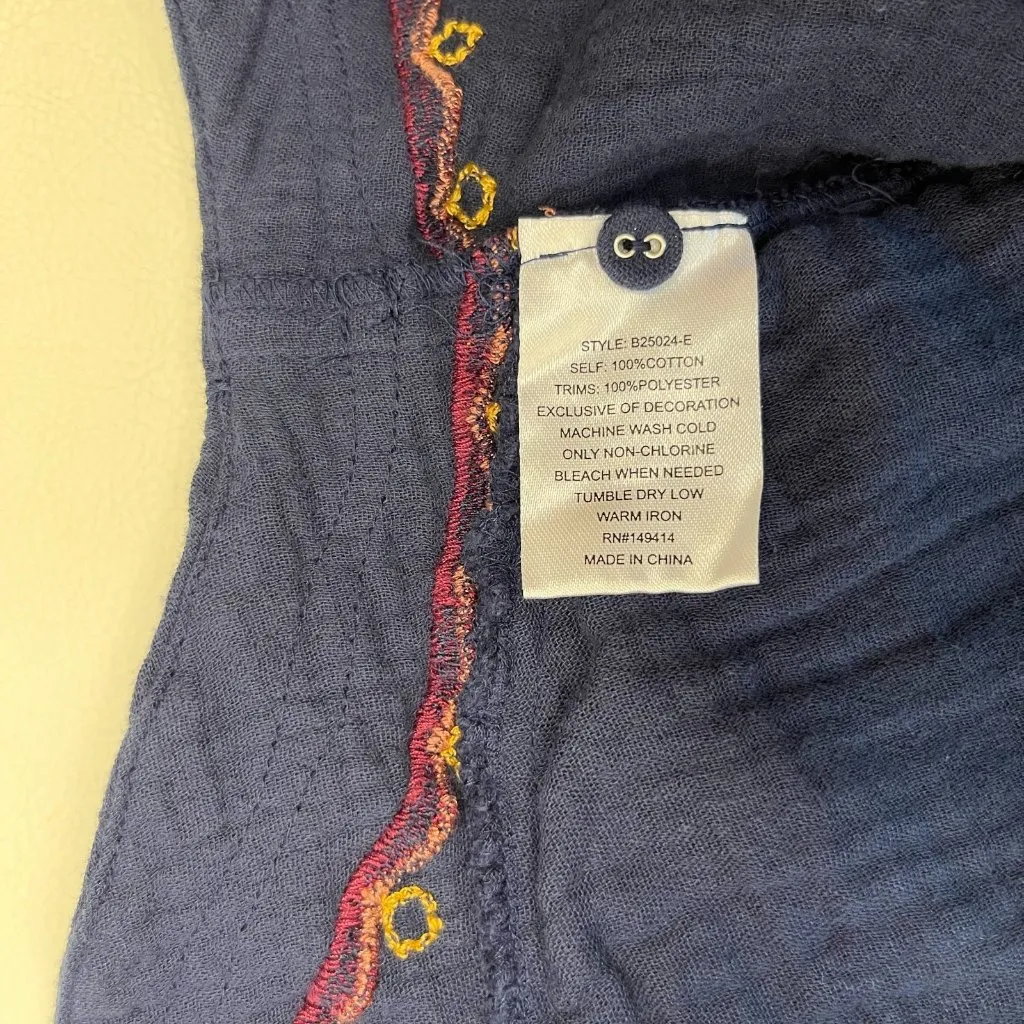 NWOT JOHNNY WAS Belina Embroidered Floral Tunic Bohemia Blue SHIRT Blouse Sz S - Image 12