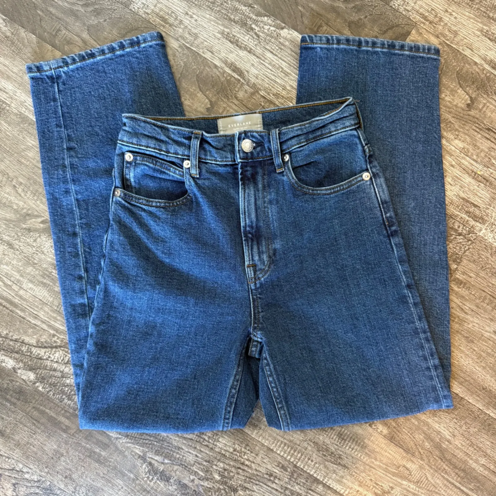 Everlane The Way High Jean Straight Leg Organic Cotton Denim Blue Jeans‎ Sz 23 - Image 7