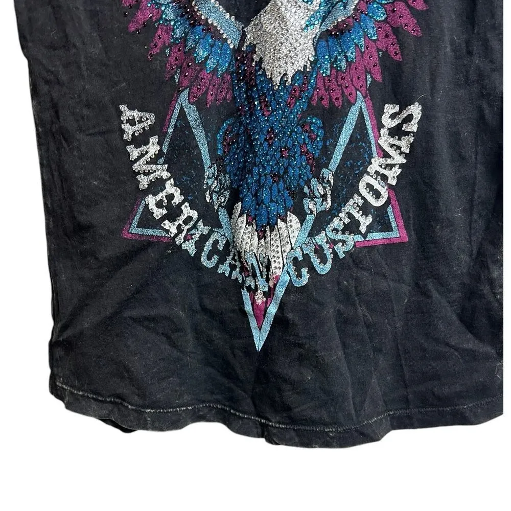 Affliction 1973 American Customs Women's Scoop Neck T-Shirt Black Lava X-Small - Image 7