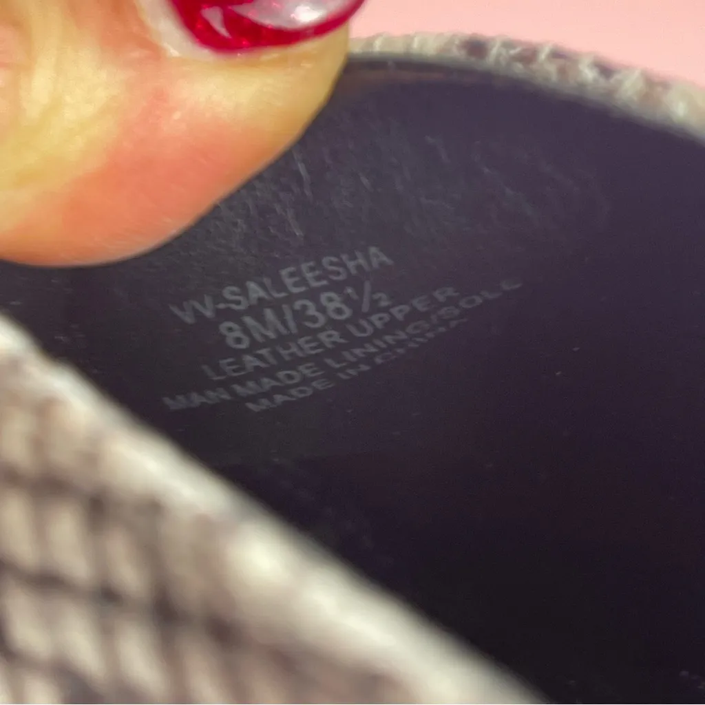 Vince Camuto Leather Saleesha Snakeskin squared Pointed Toe Slingback Heels Sz 8 - Image 9