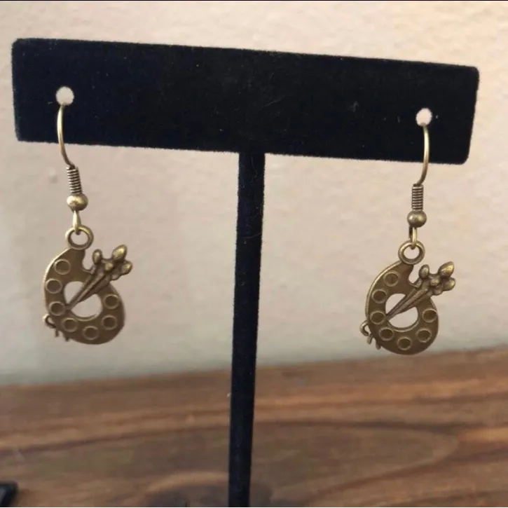 Gold Artist Palette Earrings - Image 2
