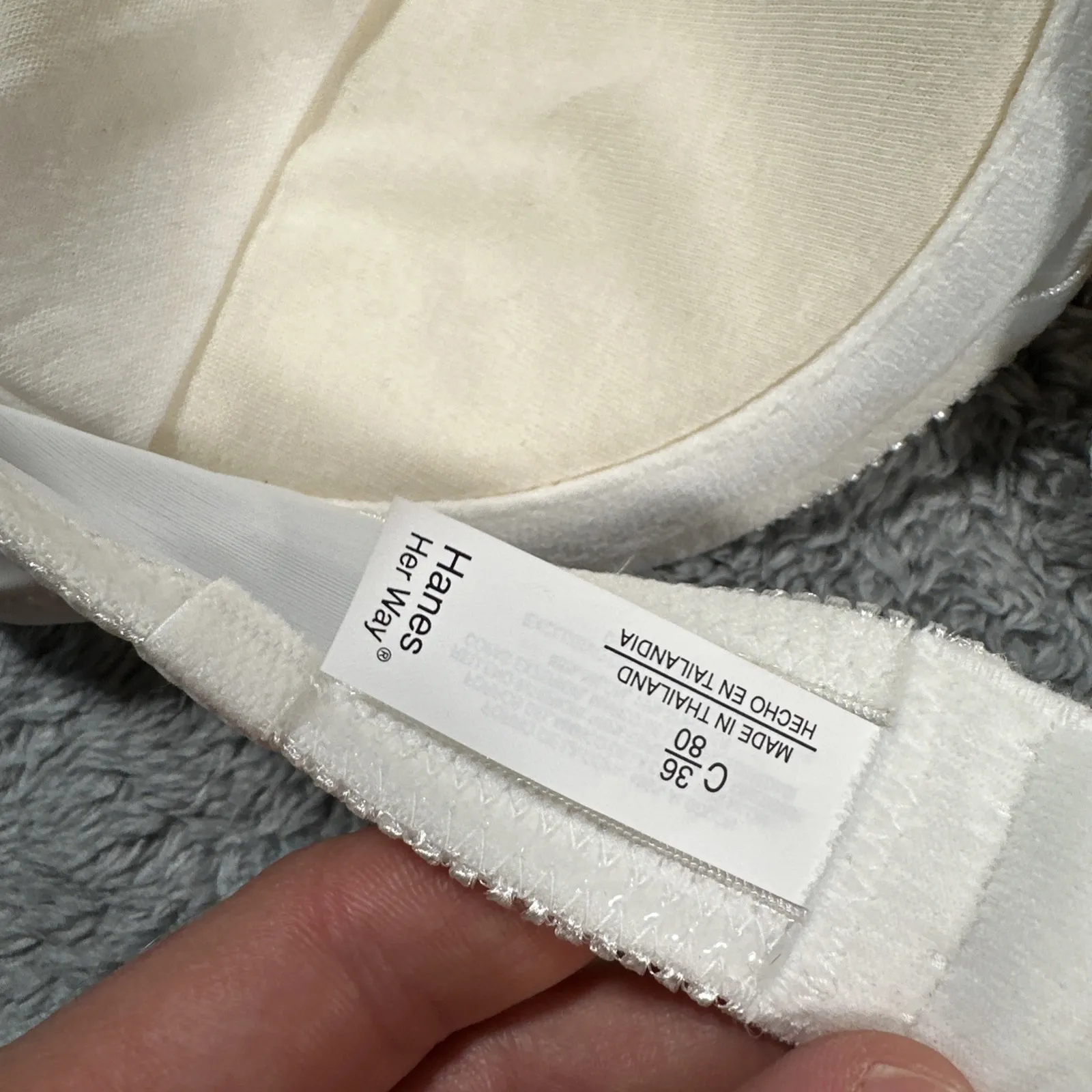 NEW Vintage Hanes Her Way Strapless Bra 36C White Underwire Cotton Padded G722 - Image 11