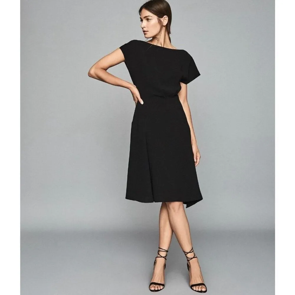 Reiss Victoria Asymmetrical Cap-Sleeve Black Classic Dress size 8 NWT - Image 2
