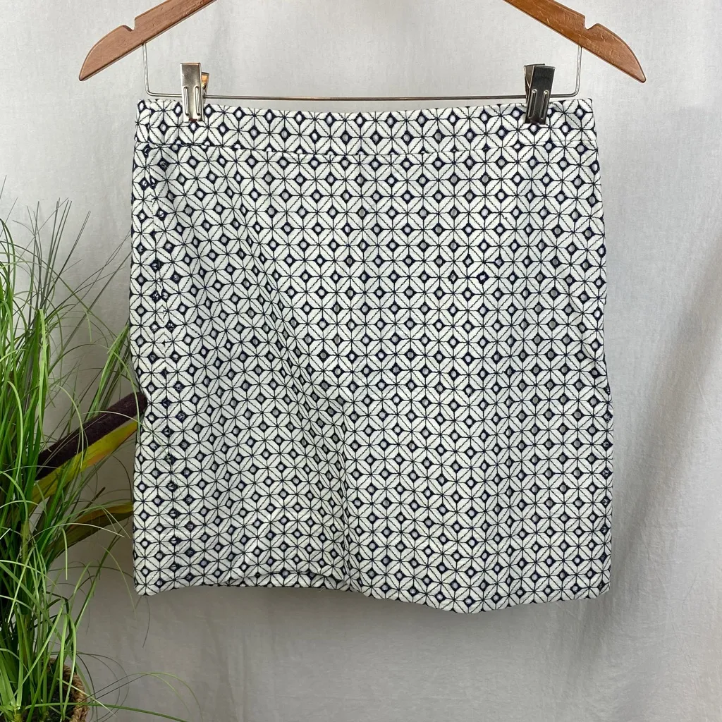 J Crew White & Black Print Mini Skirt NEW 0 - Image 2