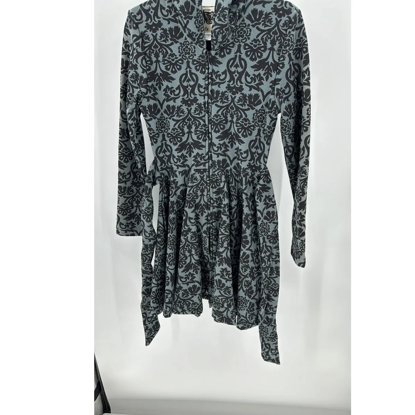 Effie’s Heart Claudia Coat damask print artsy quirky swing size xs whimisigoth Black - Image 6