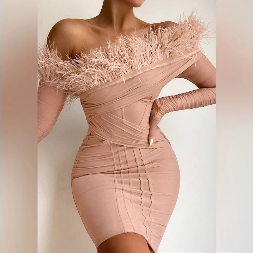 RARE HOUSE OF CB 'Naira'‎ Blush Mesh Corset Dress NWOT size XS - Image 3