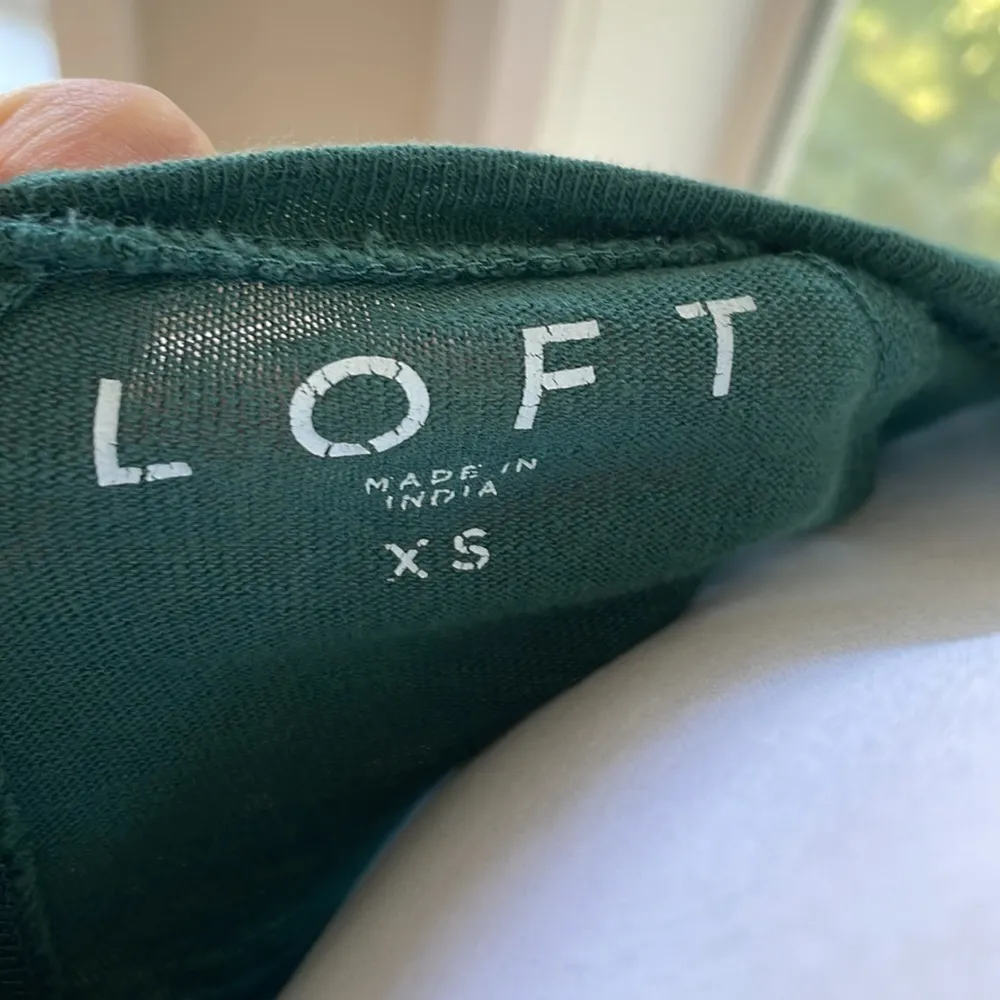 LOFT Vintage Style Emerald Green Raglan Long Sleeve Crewneck Tee Size XS - Image 6