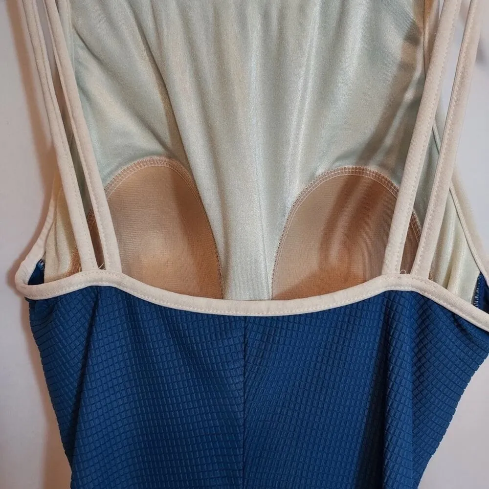 Vintage 90's Maillot Baltex Body ID Tall Colorblock Blue One Piece Swimsuit Size 10 - Image 8