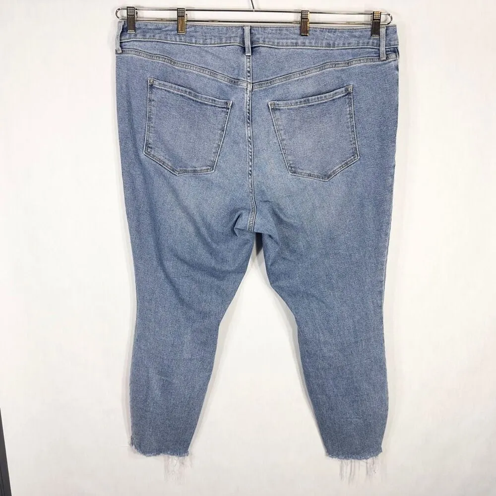 Old Navy Plus Sz 22 Jeans Skinny Cropped Light Blue Distressed Raw High Rise 459 - Image 2
