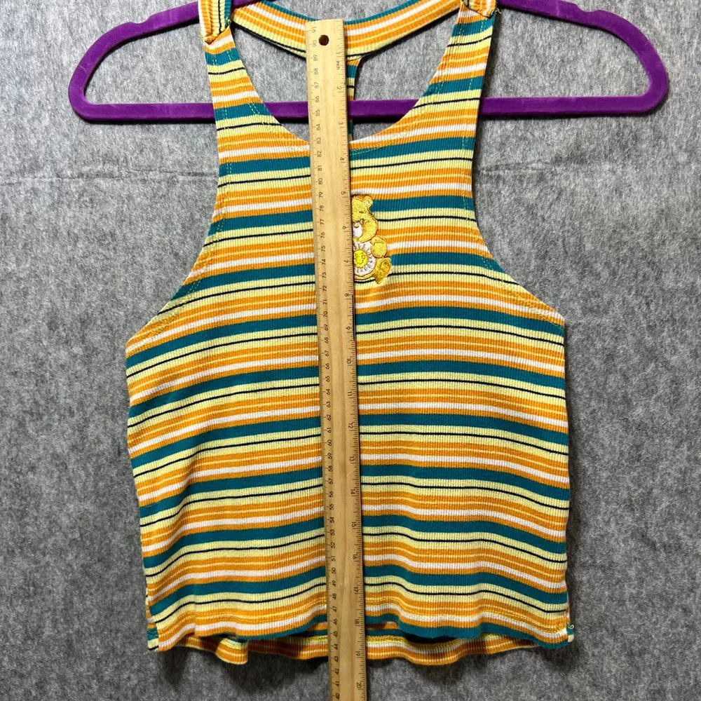 Care Bears Striped Tank Top Y Back Sleeveless‎ Ribbed Knit Top XL Yellow - Image 5
