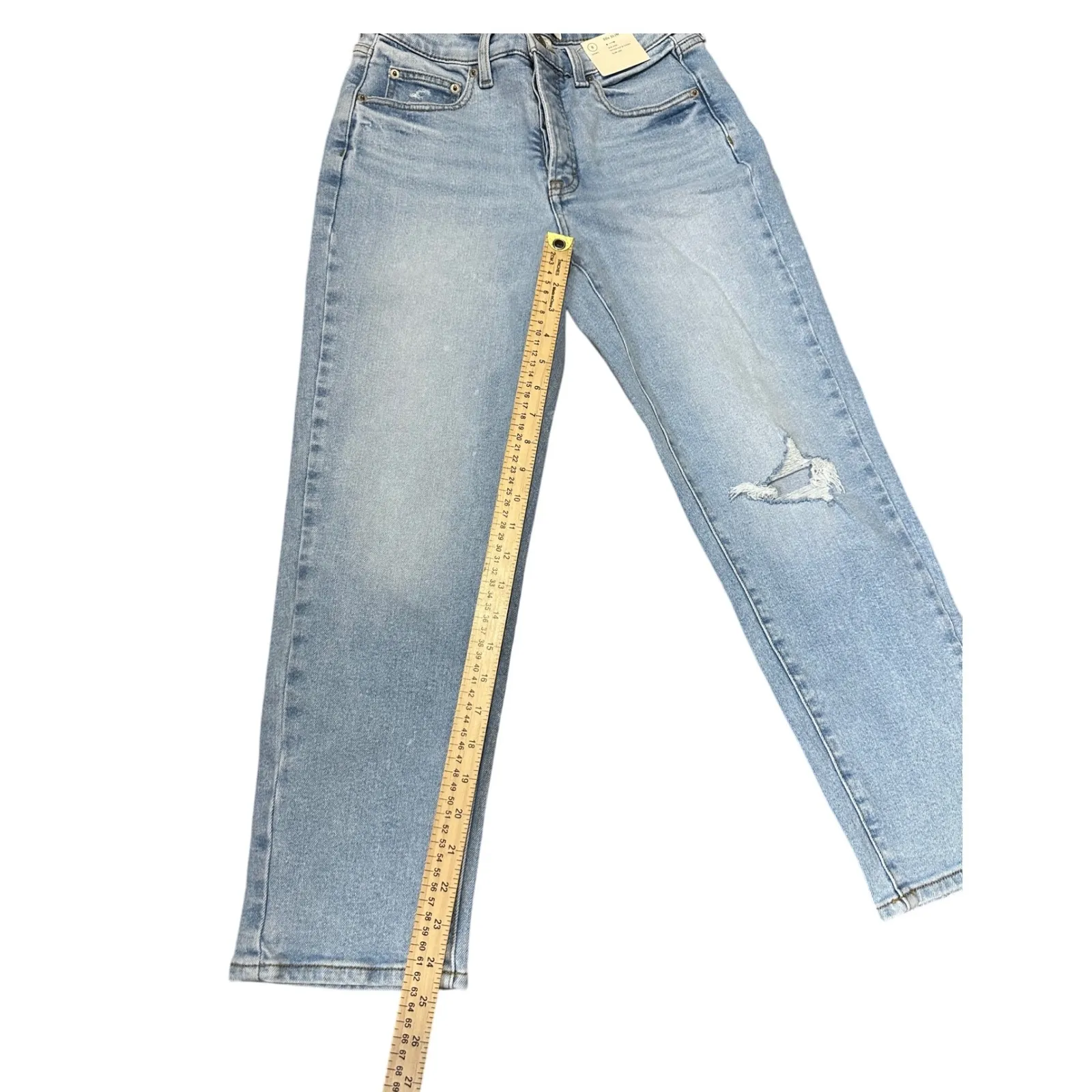 Universal Thread Mom Jeans Distressed Light Wash‎ Denim Casual Size 8 - Image 4