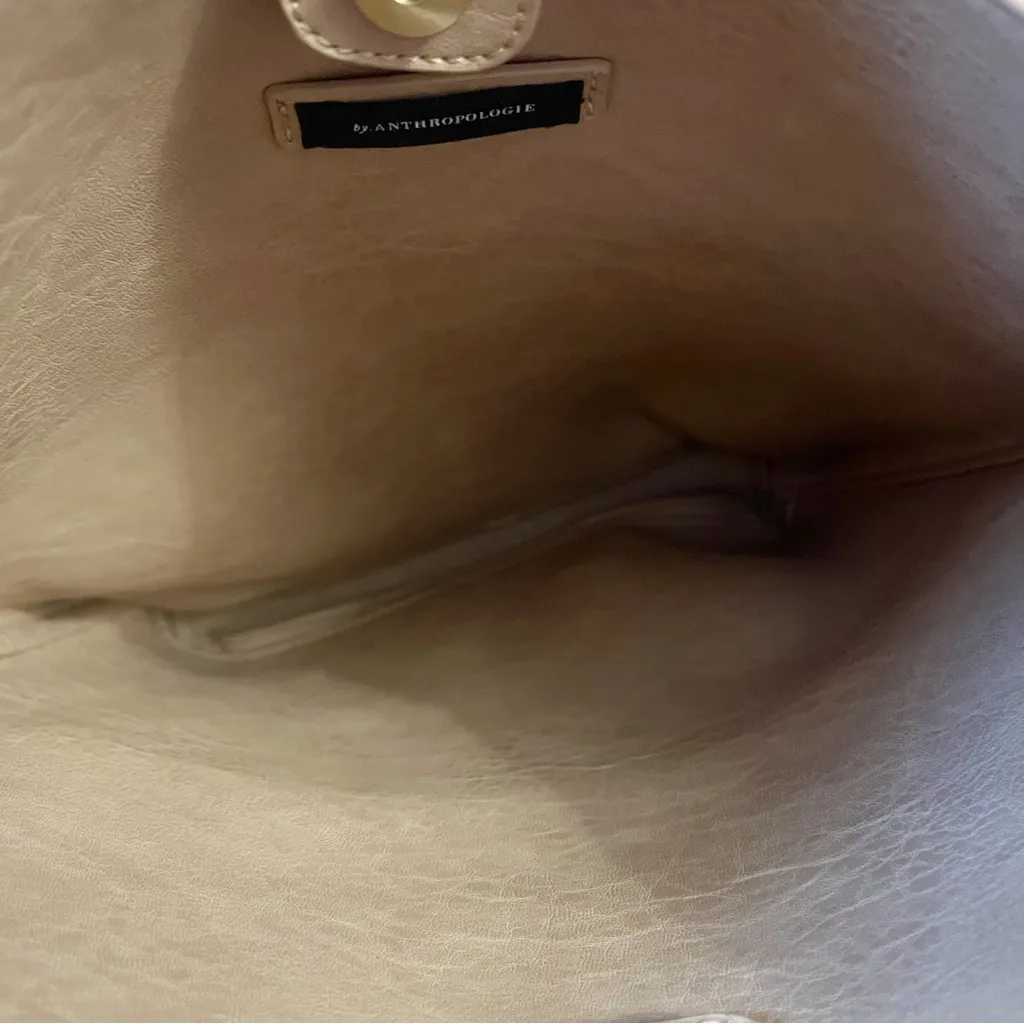Anthopologie Tia Slouchy Bucket Faux Leather Shoulder Bag Beige Color - Image 6