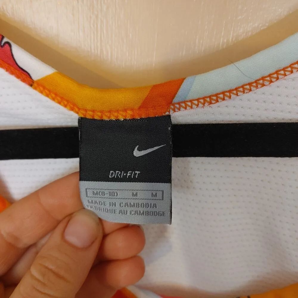 Nike Dri Fit Size Medium M White Orange Floral Tank Top Sleeveless Workout Top - Image 5