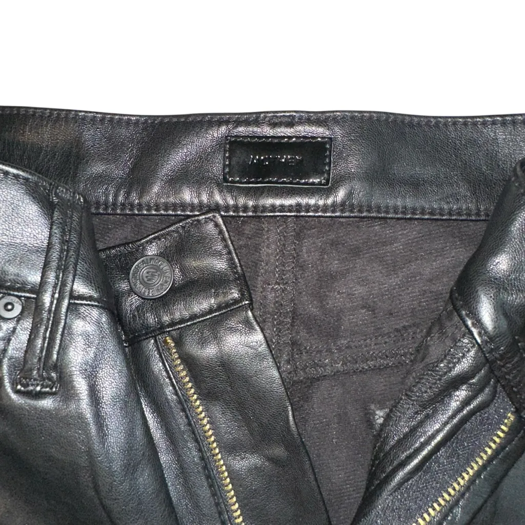 Mother The Insider Ankle Wax On Wax Off Faux Vegan Leather Cropped Pants 28 Black - Image 6