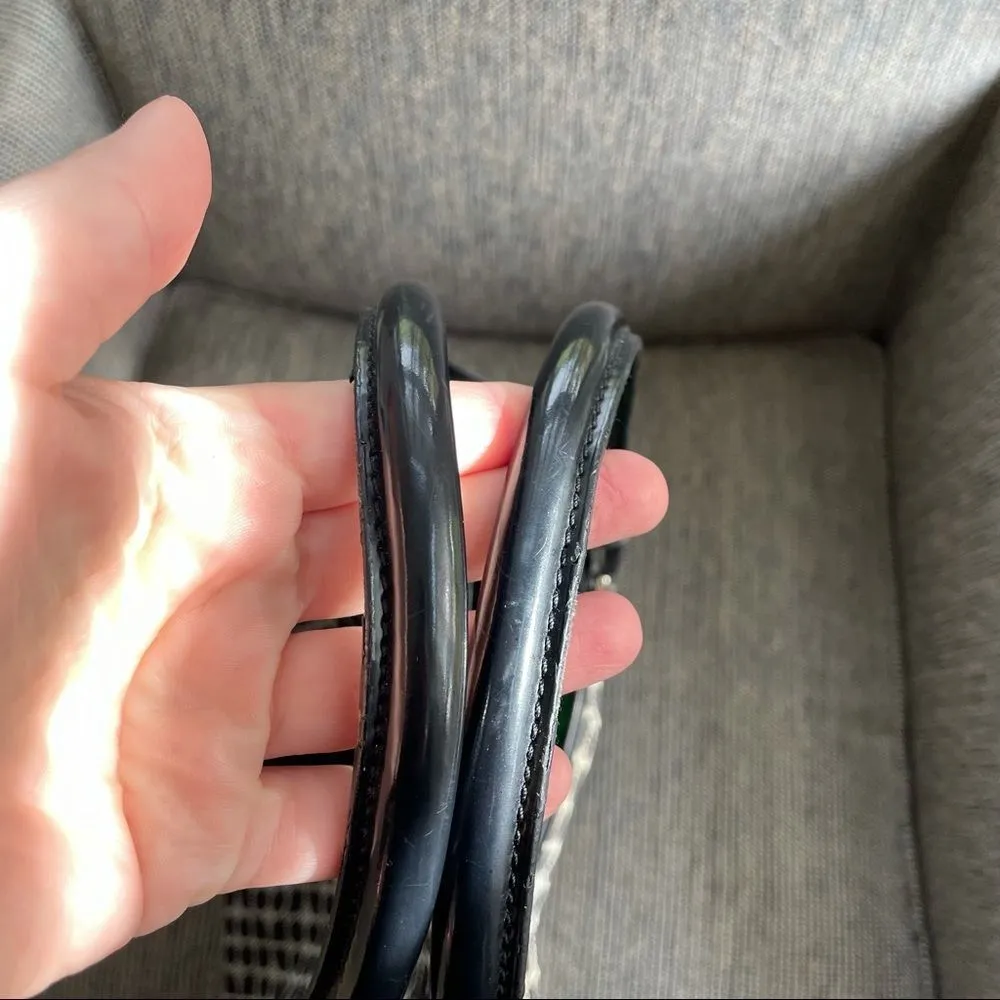 Kate Spade Classic Noel Daisy Shopper Tote Bag Jacquard Black Cream Patent Trim - Image 15